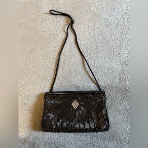 Elegant Black Beaded Evening Bag